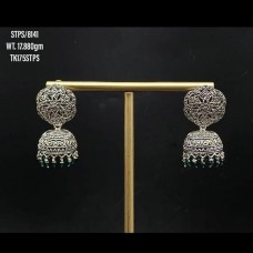 Oxidized 925 sterling silver jhumka earrings